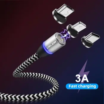 

Three-in-one Mobile Magnetic Charging Cable Uslion Suitable For iPhone Android Type-c Ultra Durable Dustproof Plug