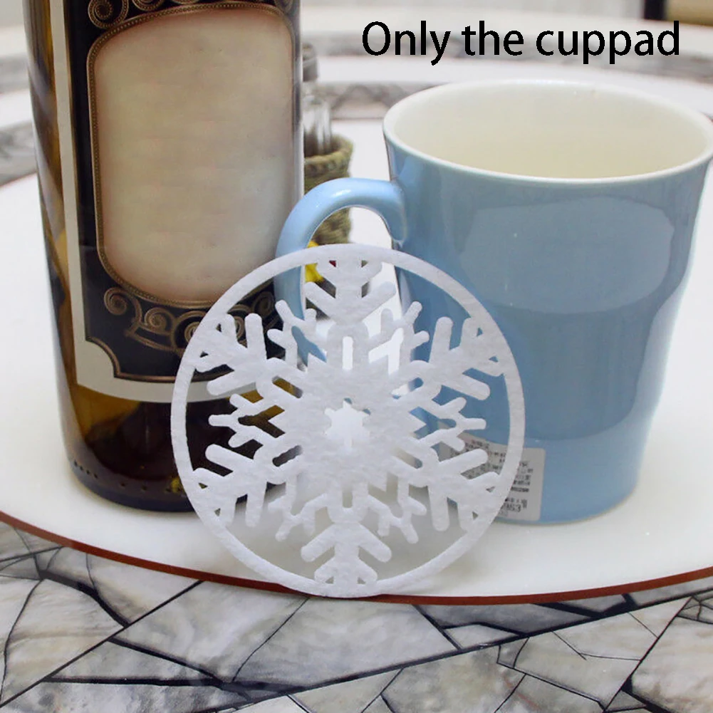 

10pcs Practical Snow Shape Cup Mat Table Protective Party Household Coasters Heat Insulated Decorative Home Christmas Hollowed