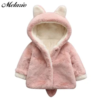 

Melario Girls Coats Winter Warm Thick Children Jackets Cute Ear Hooded Clothes Fashion Long Sleeve New 0-3Y Kids Outerwear