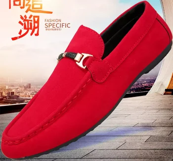 

Designer Shoes Men Zapatos De Hombre Slip-On Leather Shoes Casual Male Shoes Adult Red Driving Moccasin Soft Non-slip Loafers