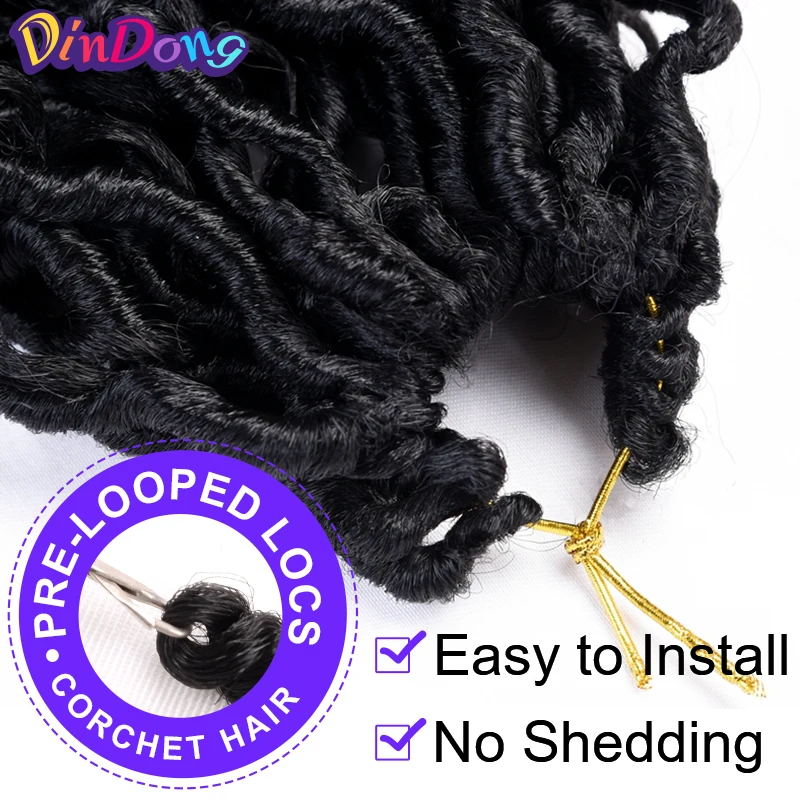 Goddess Faux Locs Curly Braids Synthetic Boho Crochet Braid Messy Faux Locs Crochet Hair Extensions Bohemian For Women