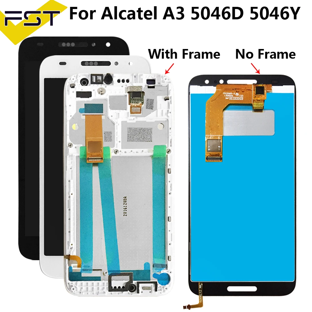 5 0 &quotдля Alcatel A3 жк дисплей + дигитайзер сенсорного экрана с рамкой для 5046 OT5046 5046D