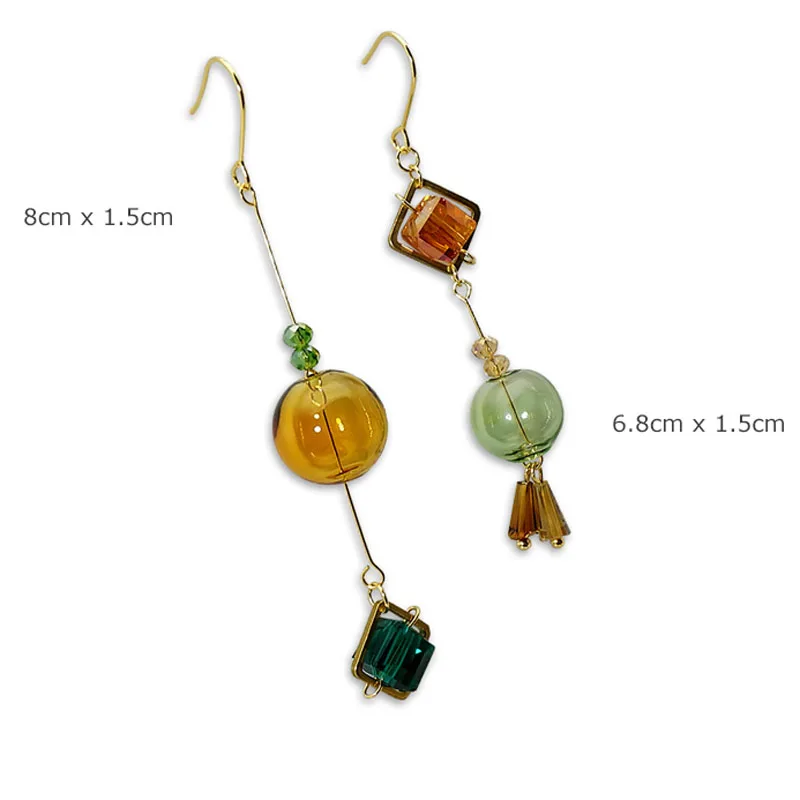 Dangle earrings long drop earrings handmade Korean for women charming GEM glass ball Femme Brincos Jewelry