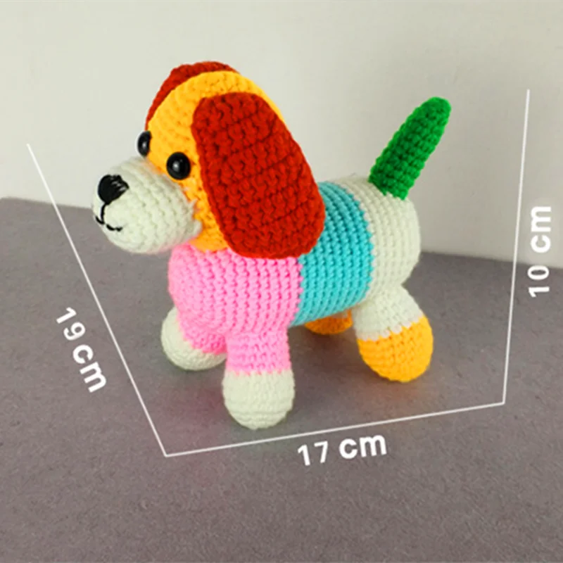 

Hand-Woven Rainbow dog Art Home Decoration For Room Creative Woolen doll handicraft toy model cute cartoon souvenir custom gift