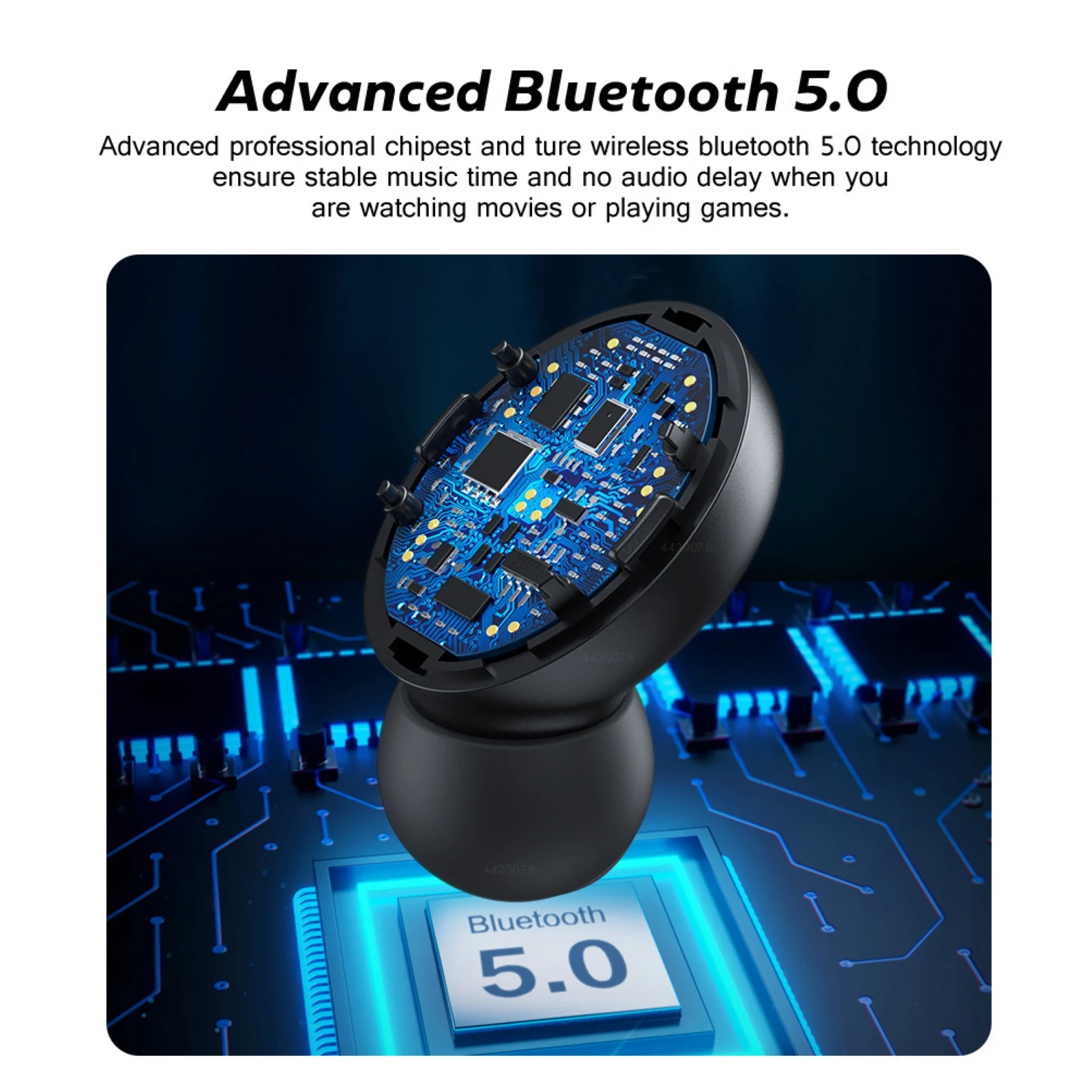 Wireless Bluetooth Headphone LED Power Digital Display IPX7 Waterproof Earphone Lightweight with 2000mah Charging Bin Earbud