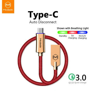 

10Pcs/lot Mcdodo USB Type C Cable QC3.0 Fast Charging Data Cable USB C Cable for Samsung Xiaomi Mi9 Redmi Note 7 Auto Disconnect