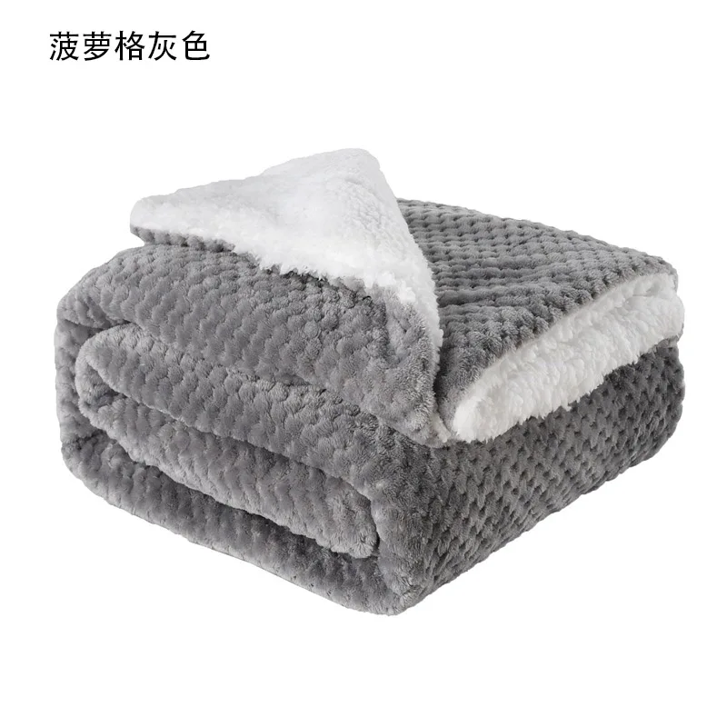 Pineapple Gray Holaroom фланелевое одеяло Двухслойное толстое одеяло s 150x120 см для зимы на диван-кровать для дома Чехол Frazadas Mantas De Cama Cobertor - Цвет: Pineapple Gray