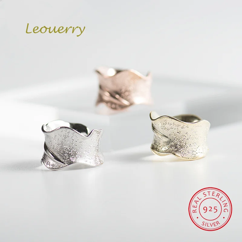 

Leouerry 925 Sterling Silver Simple Geometric Big Wide Band Open Ring Wild Irregular Rings Jewelry for Ladies Gifts