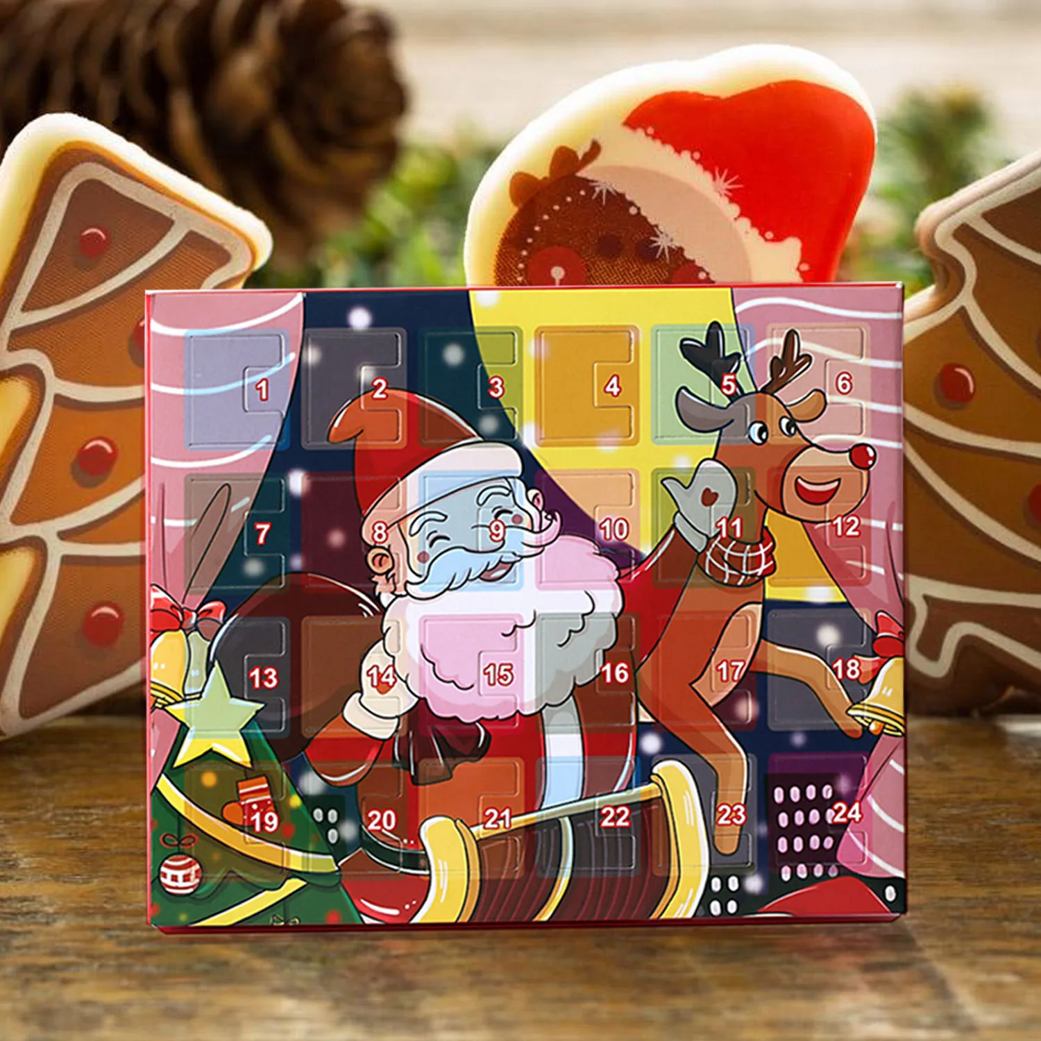 

Behogar DIY Charm Bracelet Jewelry Advent Calendar Countdown to Christmas Kids Gift Set Santa Claus Elk Box 2 Chains 22 Beads
