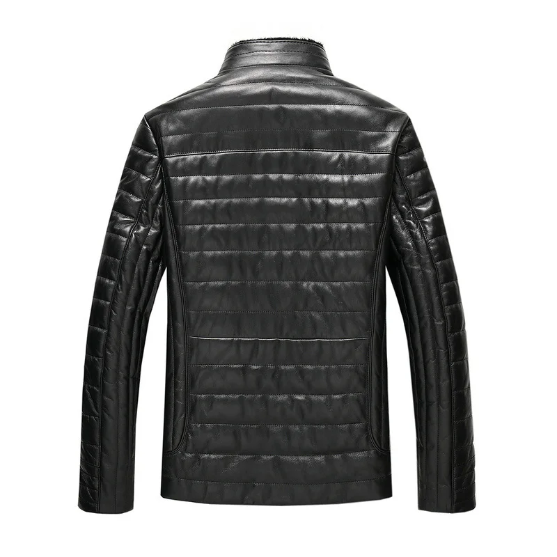 

100% Genuine Leather Jacket Men Winter Plus Size Sheepskin Coat Men's Down Jacket Mink Fur Collar Jaqueta Couro KJ568