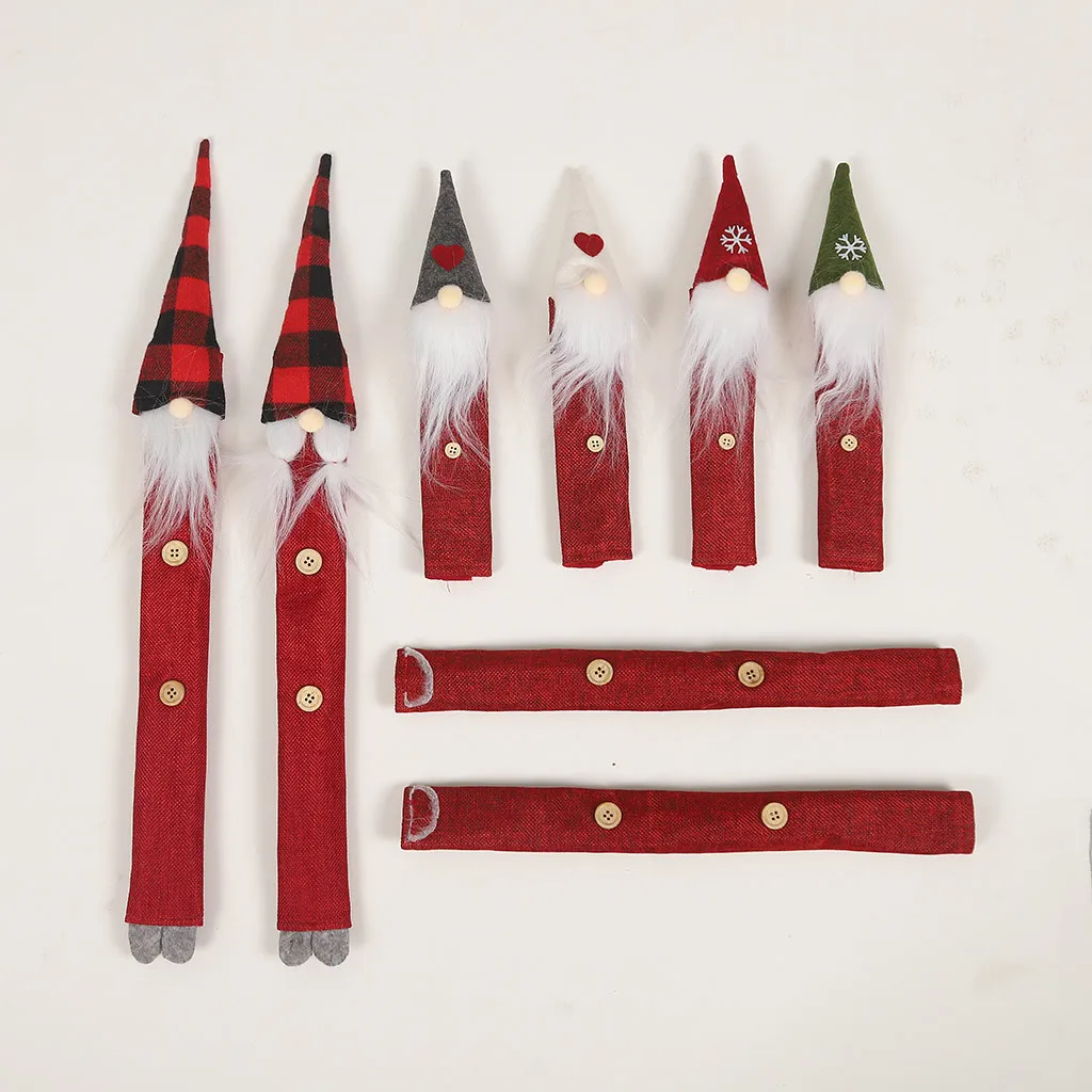 8PC Christmas Refrigerator Door Handle Cloth Cover Home Kitchen Party Decor