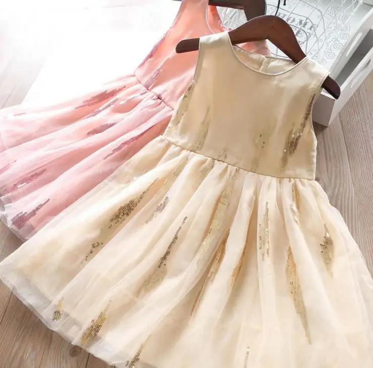 Owligbaby/элегантное Сетчатое платье для девочек летнее однотонное праздничное платье из тюля с блестками для маленьких девочек платье для девочек