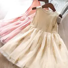 Owligbaby/элегантное Сетчатое платье для девочек летнее однотонное праздничное платье из тюля с блестками для маленьких девочек платье для девочек