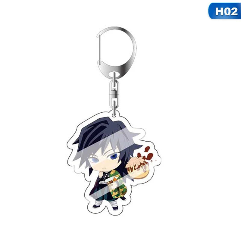 KEY5174H02 Аниме Demon Slayer Kimetsu no Yaiba брелок Kamado Tanjirou Nezuko Agatsuma Zenitsu Rengoku Kyoujurou cute fun акриловое кольцо для ключей - Цвет: KEY5174H02