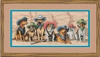 

3TH High quality Cross Stitch Stitches Embroidery Kit Set Magnificent Seven Cowboy Dog Dogs Puppy Puppies Doggy