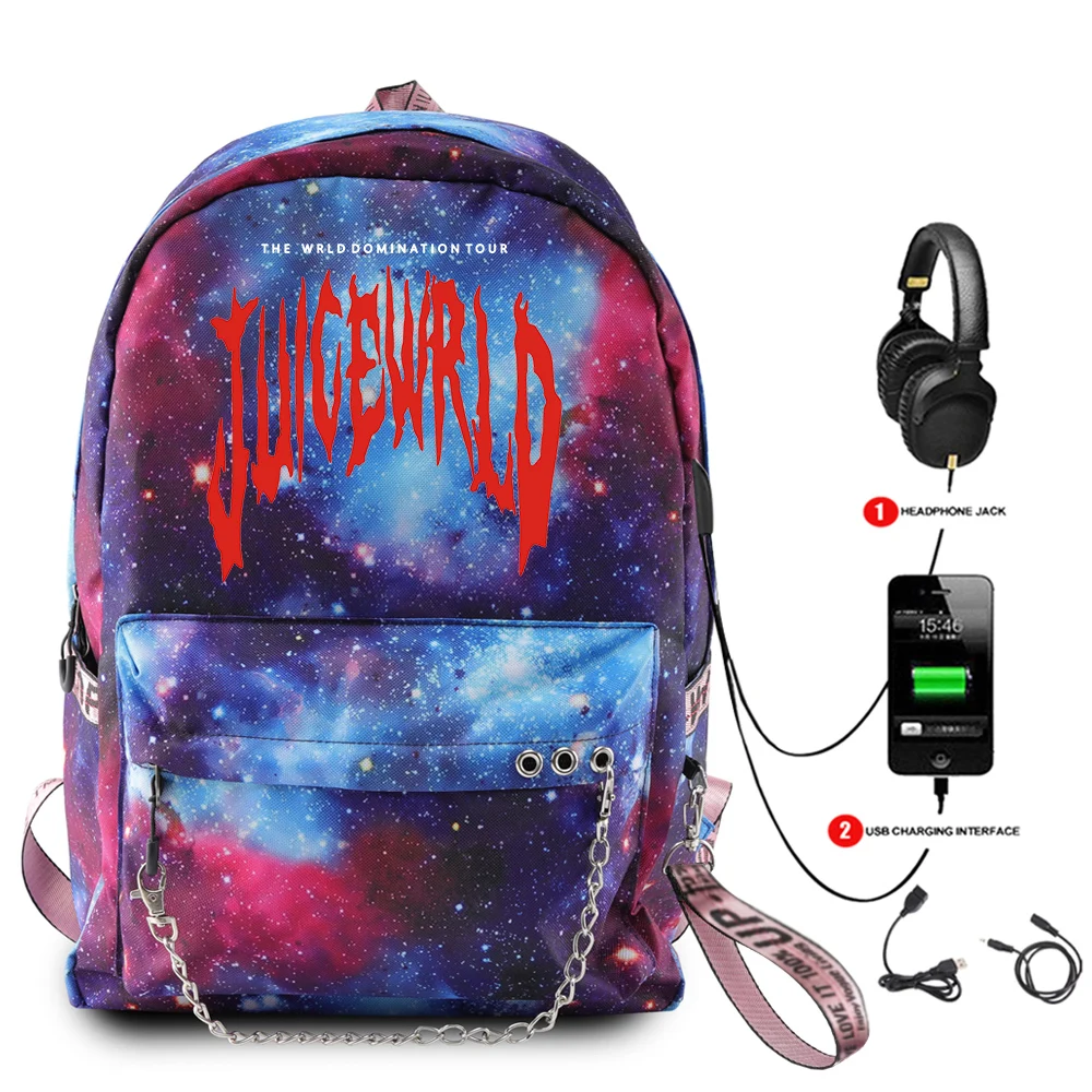 Juice Wrld Backpack Fashion Starry Sky Print Hop Backpack Laptop