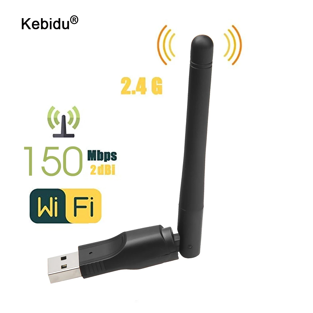 kebidu 150M USB 2.0 WiFi Wireless Network Card 802.11 b/g/n LAN Antenna Adapter with Antenna for Laptop PC Mini Wi-fi Wi Fi Don wireless adapter