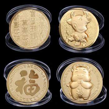 

2021 Year Of Ox Commemorative Coin Chinese Zodiac Souvenir Coin New Year Gift
