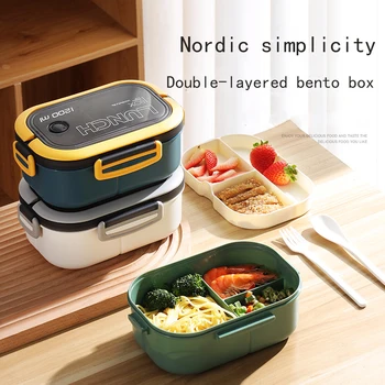 Lunch Box 1200ml Lunch Box For Kids School Plastic Food Container With Compartment Tableware Set Leak-Proof Bento Box Food Box 1