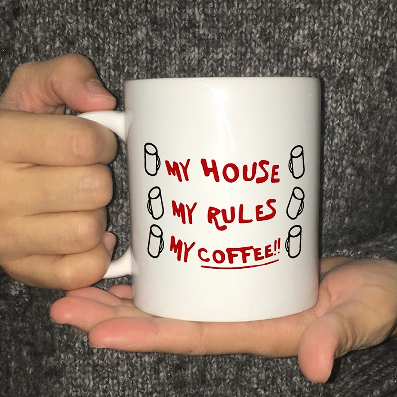 Новые белые ножи My House Rules Coffee кружки 350 мл керамический Рождественский подарок