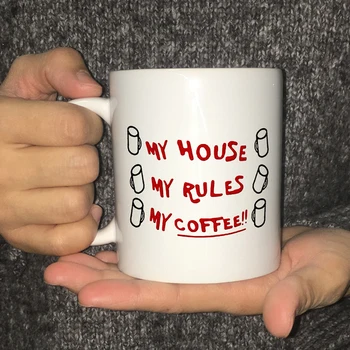 

New White Color Knives Out My House My Rules My Coffee Mugs 350mL Ceramic Christmas Girl Gift Tea Milk Cup Mugs Drop Shipping
