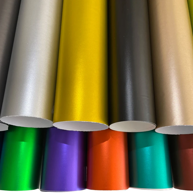 

Matte Satin Metallic Vinyl Car Wrap Roll with Air Release DIY Adhesive Full Car Decal Wrapping 1.52x18m 5x59ft