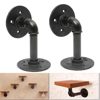 

2pcs Creativity Rustic Industrial black Iron Pipe Shelf floating L type brackets Wall Floating Home Decor Storage Holders
