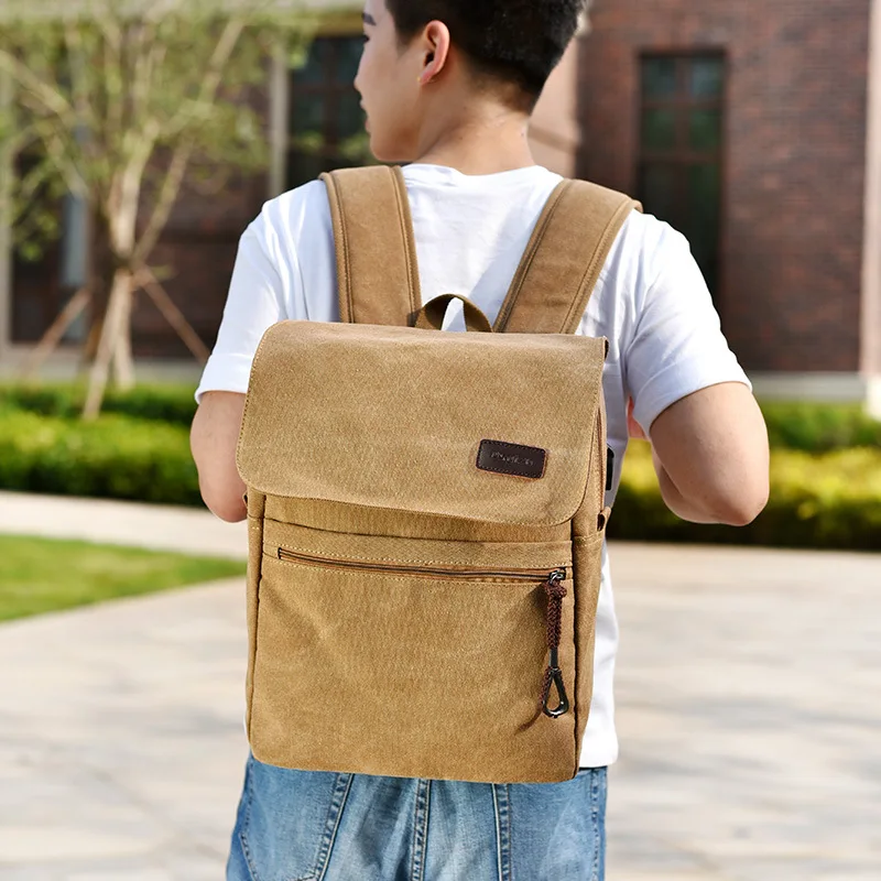 

Canvas Backpack Men College Student Business Computer Bag High School Schoolbag Large Capacity Backpack Customizable