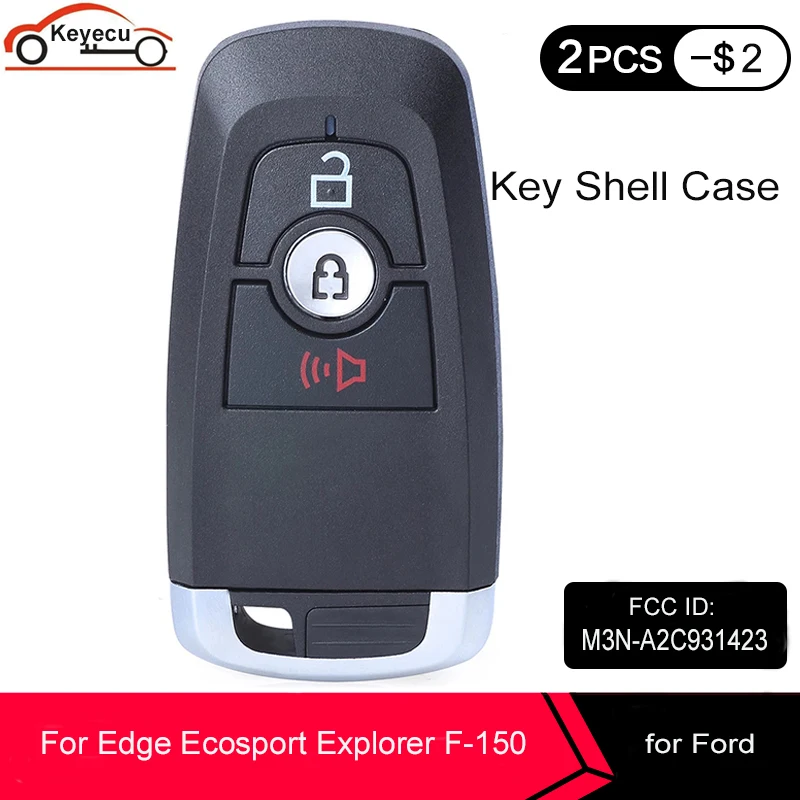

KEYECU for Ford Edge Ecosport Explorer F-150 F250 F350 Fusion Remote Key Shell Case Fob 3 Button for M3N-A2C931423