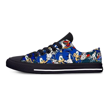 

Sonic The Hedgehog Cartoon Hot Cool Fashion Funny Casual Canvas Shoes Low Top Lightweight Breathable 3D Print Men women Sneakers