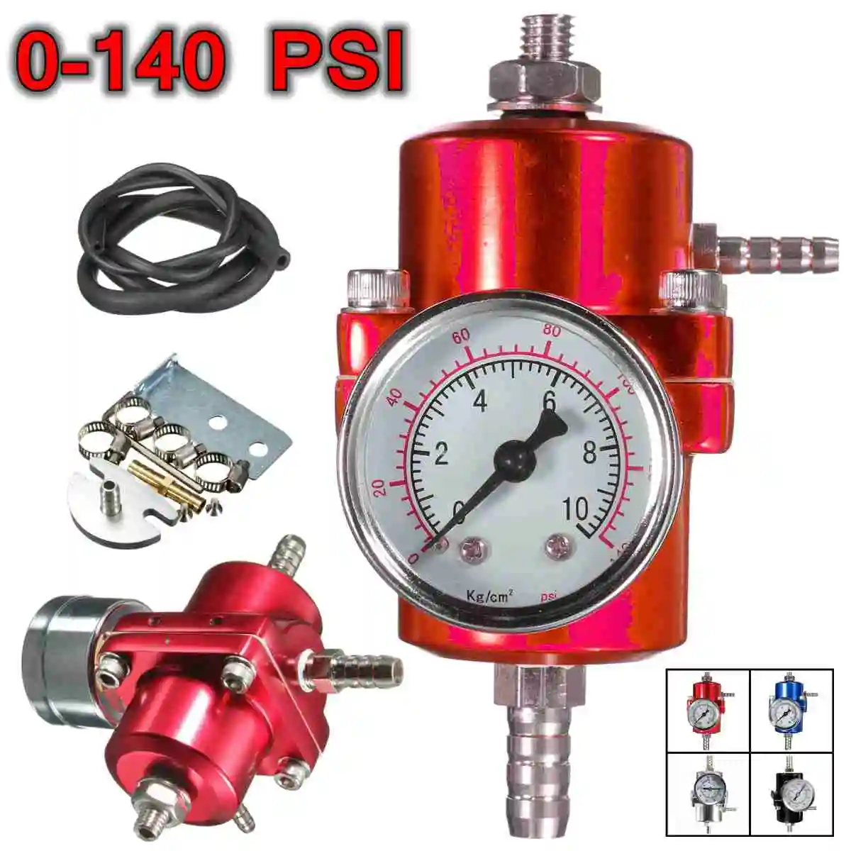 0 140PSI Universal Car Fuel Pressure Regulator With Gauge Adjustable