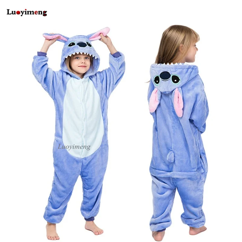 Kigurumi Pajamas Panda Children Girls Unicorn Pajama Boy Stitch Oneise Pijamas Unicornio Animal Baby Costume Winter Pyjamas Kids