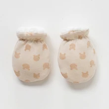 1 пара хлопковых перчаток для новорожденных, Нескользящие рукавицы, зимние Утепленные флисовые перчатки для малышей, подарки для детей