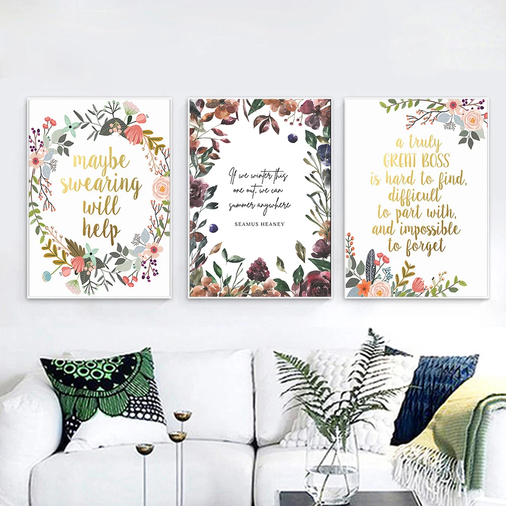 Inspirational Quotes Maybe Swearing Words Poster Wreath Canvas Print Painting Wall Art Living Room Home Decoration No Frame | Дом и сад