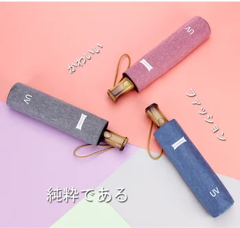 

Automatic vinyl creative simple slub handle mixed yarn high density cationic umbrella