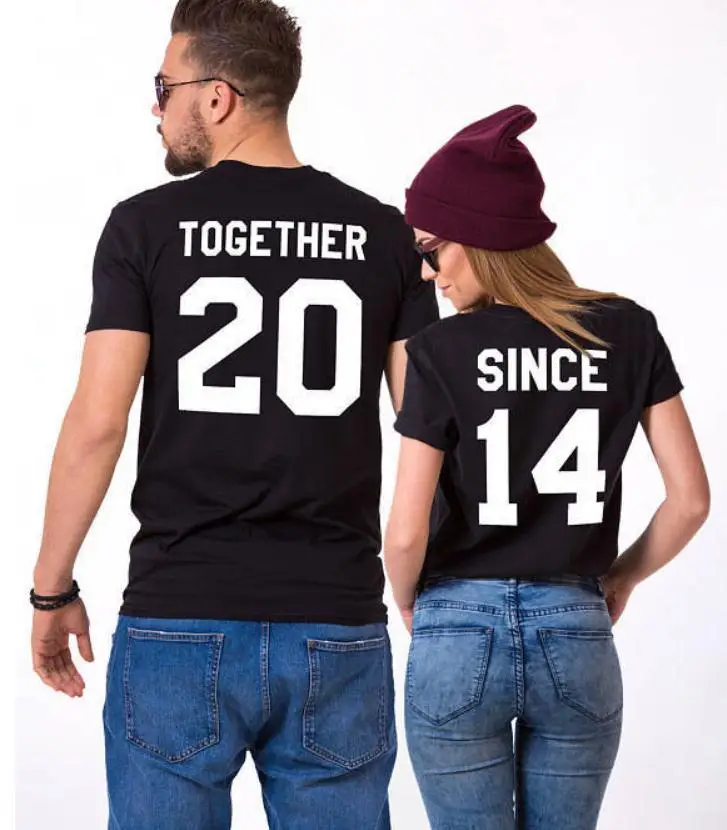 Summer Women Tee Shirt Tops Together Since Letter Print T Couple Short Sleeve O Neck Loose Lovers Tshirt | Женская одежда