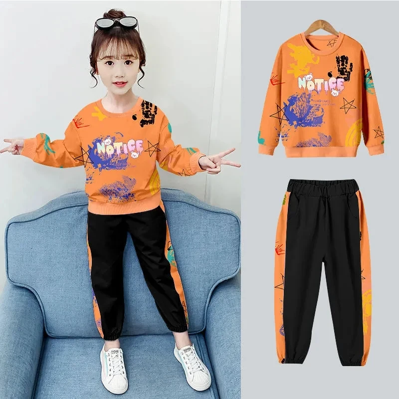 Kids Girl Outfit 2Pcs Set Spring Autumn Toddler Children Casual Sweatshirt+Pants Students Fashion Boutique Girls Clothes