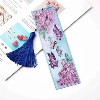 

5D DIY Butterfly Diamond Painting Leather Bookmark Diamond Embroidery Craft Tassel Book Marks for Books Students Gifts