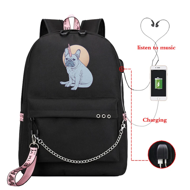 

Unicorn Print Woman Backpack Usb Charger School Bagpack Students Casual Travel Latop Mochila Escolar Girls Satchel Sac A Dos