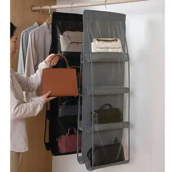 

8 Pockets Folding Hanging Handbag Purse Storage Large Clear Holder Anti-dust Organizer Rack Hook Hanger Rack Bag Dropshipping