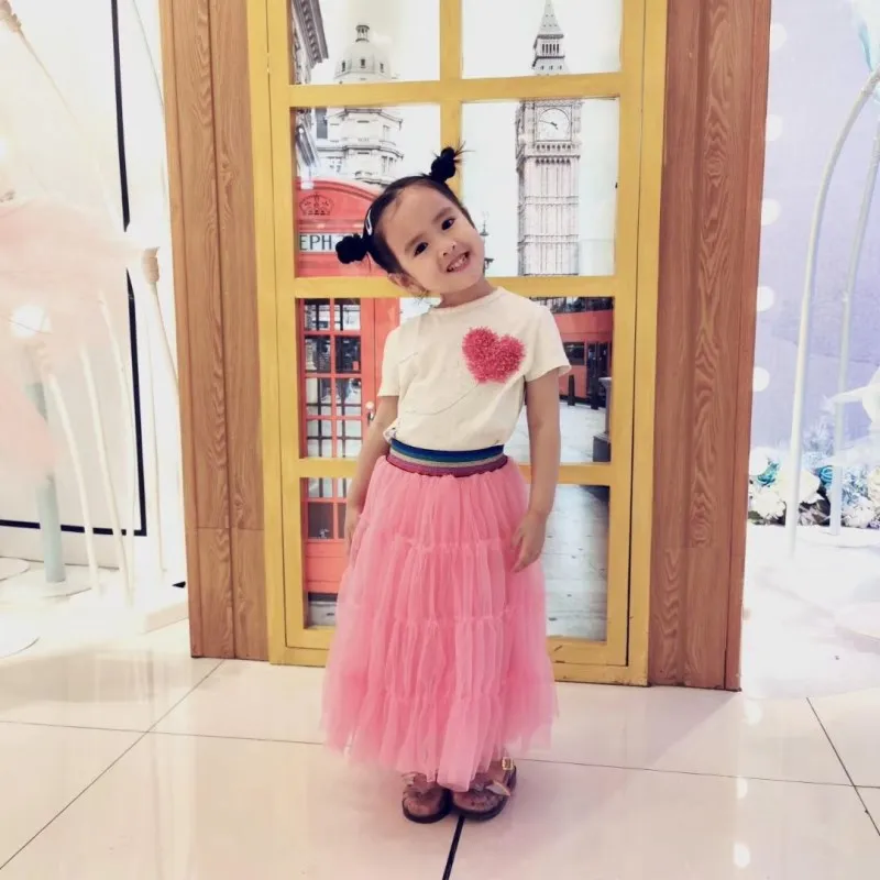 2019 New Summer Blue&ampPink TUTU Skirt+Cat T-shirt Clothing set thinFor Baby Girl Kids Colorful Striped Waist Skirt for Princess |
