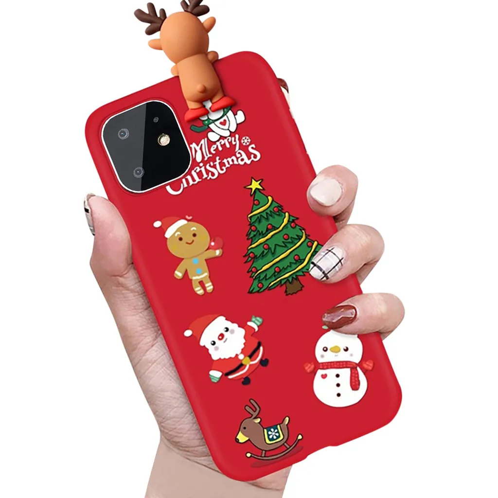 Рождественский чехол для iPhone 11 Pro Max чехол для XR X/XS MAX 3D принт мультфильм чехол с изображением животного год протектор защитный корпус 19Ot