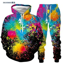 

Colorful print hoodie cool suit pants for men and women fashion autumn and winter casual pullover sweater suit street style