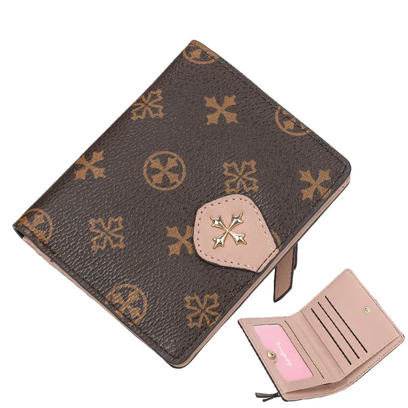 pink Модные короткие женские кошельки, брендовые тонкие женские кошельки наивысшего качества из искусственной кожи, держатель для карт, Женский кошелек на молнии, брендовый кошелек для девочек - Color: pink