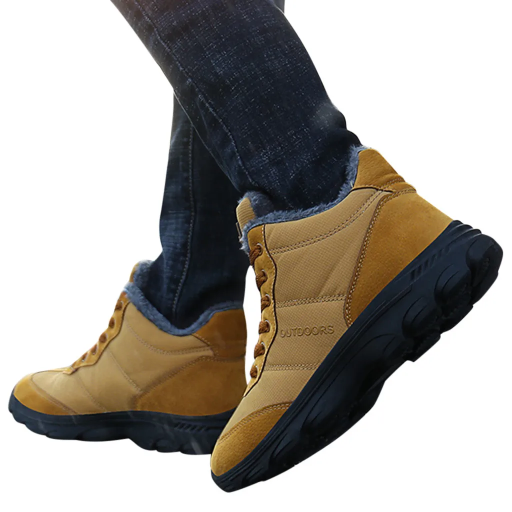 Зима,, мужские Модные бархатные теплые уличные кроссовки с защитой от катания на лыжах, размер Puls, модная простая хлопковая обувь