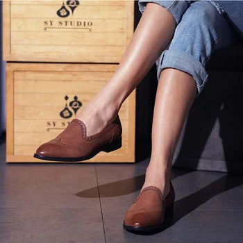 

Yinzo Women Flats Oxford Shoes lady Genuine Leather Sneakers Ladies Brogues Vintage Casual Shoes Shoes For Women Footwear 2020