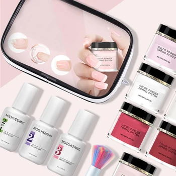 

Desiccant Portable Shining Home Dipping Powder Set Manicure Tool DIY Glitter Nail Art Polish Natural Salon Chrome Pigment