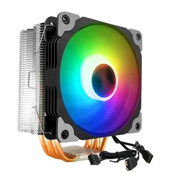 

120mm Colorful Light CPU Cooler RGB Fan Home Office 4 Copper Heatpipes Quiet Radiator Computer Accessories Hydraulic Bearing
