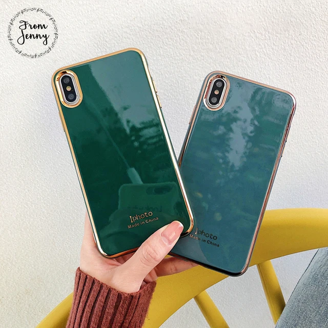 From Jenny Simple plating for iPhone 11 Pro x xr xs max 6 6s 7 8 Plus solid color mobile phone TPU protection soft shell 2
