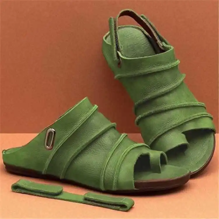 

Women Summer Sandals Flats Casual Single Shoes Woman Vintage PU Leather Flat Open Toe Sandalias Mujer Sapato Feminino E2033